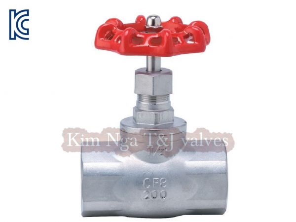 Van cầu đồng ren inox 10K